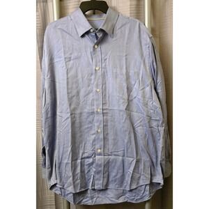 Robert Talbott Men's Long Sleeve Blue/White Herringbone Button Up‎ Size XL